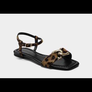 NWB Aérosole Yoyo Leather Sandal In Leopard.